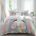 thumbnail image 1 of Easter Rabbit Tail Full Size Comforter Set, Spring Floral Easter Eggs Colorful Wood Grain Bedding for All Seasons, 4 Pcs Bed Set, 1Quiltcover (86"x86") ,1Sheet(80"x116"), 2Pillowcases (30"x20"), 1 of 12