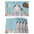 thumbnail image 1 of Easter Rabbit Tail Placemats Set of 12, Spring Floral Leaf Watercolor Easter Eggs Blue Wood Grain Non-Slip Place Mats Washable Table Mats for Kitchen Dining Table Decorations Indoor/Outdoor, 1 of 9
