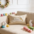 thumbnail image 1 of Easter Rabbit Pillowcase, Spring Holiday Decorative Cushion Cover, Embroidered Beige Sofa Pillowcase for Living Room Bed and Dining Table Easter Decoration, 1 of 6
