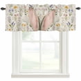 thumbnail image 1 of Easter Rabbit Valances for Windows Spring Flower Pink Ears Linen Texture Rod Pocket Curtain Valance Window Treatment Short Curtains for Kitchen Living Room, 60"x18", 1 of 9