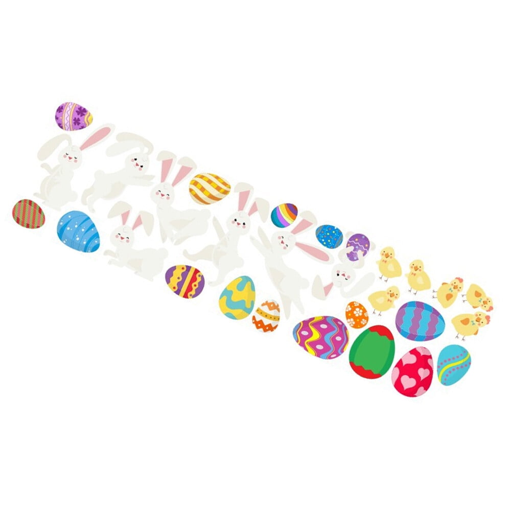 Easter Rabbit Wall Paste Cartoon Rabbit Colorful Egg Chicken Home PVC Wall Decals Kids Room