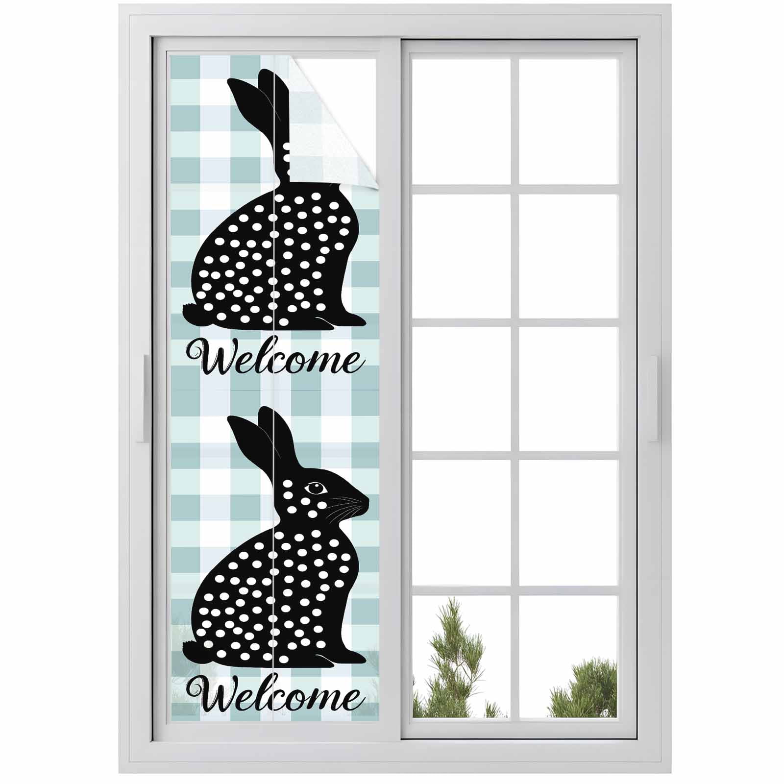 Easter Rabbit Window Privacy Film, Bunny Welcome Frosted Glass Window ...