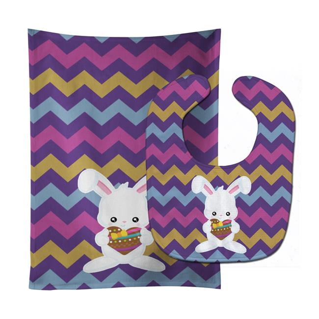 Easter Rabbit With Chocolate Heart Baby Bib & Burp Cloth