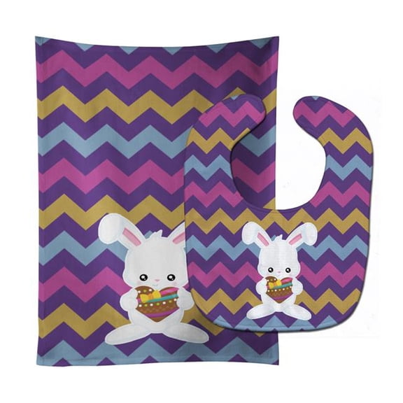 Easter Rabbit With Chocolate Heart Baby Bib & Burp Cloth