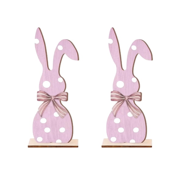 Easter Rabbit Wooden Tabletop Decoration Set, A Pair of Home Decor Accents, Cozy Seasonal Gift, for Rustic Style Interior and Festive Shelf Display