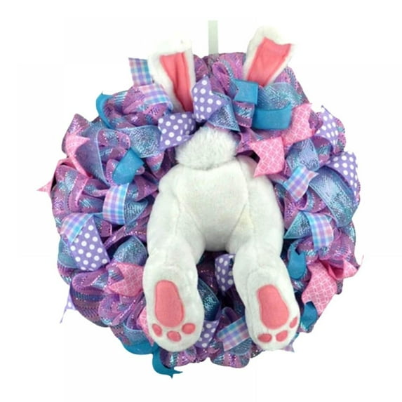 Easter Rabbit Wreath Decor for Front Door, Easter Rabbit Front Door Wreath, Easter Thief Bunny Butt with Ears, Rabbit Shape Garland Wall Decor Easter Decorations Craft Supplies