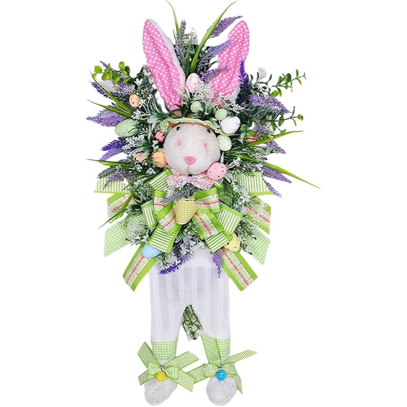 Easter Rabbit Wreath Easter Rabbit Wreath Decor for Front Door, Easter Bunny Door Wreath ...