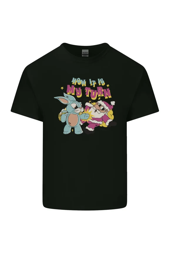 Easter Rabbit vs Festive Man Claus Funny Bunny Egg Holiday Humor Unisex T-Shirt, up to size 5XL