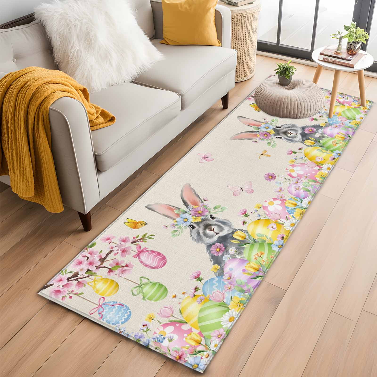 Easter Rabbits 2'x6' Runner Rugs for Hallway Kitchen Bedside Non Slip ...
