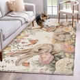 thumbnail image 1 of Easter Rabbits Area Rugs 3'x5', Washable Small Throw Rugs for Living Room Bedroom, Spring Flowers Butterfly Bunny Plants Beige Indoor Outdoor Rug Non-Slip Low Pile Carpet Runner Reversible Floor Mats, 1 of 8