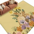 thumbnail image 1 of Easter Rabbits Area Rugs 8x10ft Spring Floral Leaf Bunny Yellow Background Floor Rug Non Slip Low Pile Ultra Soft Large Carpet for Bedroom Living Room Dining Room, 1 of 9