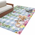 thumbnail image 1 of Easter Rabbits Area Rugs Collection 2.7'x5', Spring Cute Bunny Eggs Flowers Leaf Blue Plaid Non Slip Indoor Rectangle Throw Runner Rug Floor Mat Carpet for Living Room Dining Table Bedroom Nursery, 1 of 9