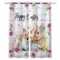 thumbnail image 1 of Easter Rabbits Blackout Curtains for Bedroom, Cute Bunny Faisy Leaf Eggs Spring Colorful Plaid Thermal Insulated Kitchen Drapes with Grommets, Light Blocking Window Treatment, 2 Panels 42" x 84", 1 of 7