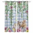 thumbnail image 1 of Easter Rabbits Blackout Curtains for Bedroom Living Room Darkening Curtains 63 Inches Long Spring Cute Bunny Eggs Flowers Leaf Blue Plaid Window Curtain 2 Panels Set Window Treatment Drapes 52"x63", 1 of 9