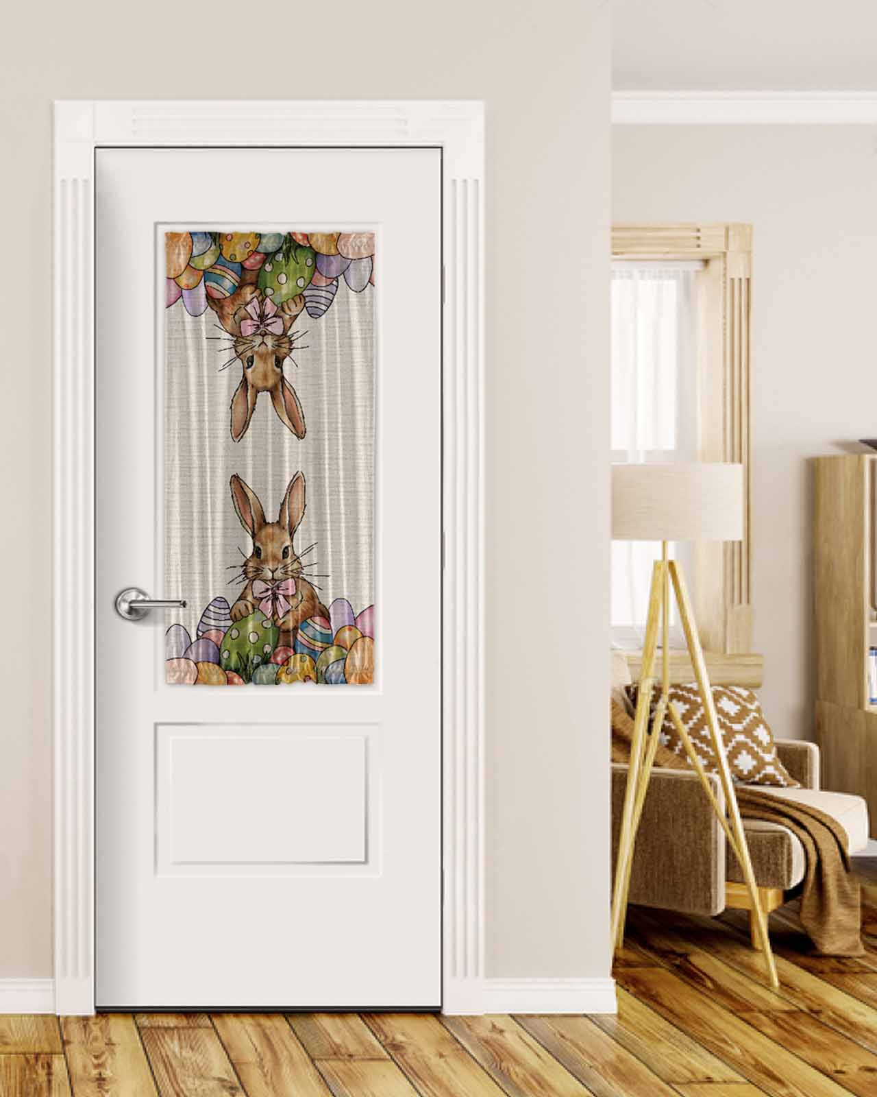 Door Frame Rabbits Easter Rabbits, Blackout Door Curtains for French, Glass,Front, Back ...