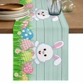 thumbnail image 1 of Easter Rabbits Cotton Linen Table Runner for Dining Kitchen, Watercolor Eggs Cute Bunny Grass Flowers Blue Wedding Outdoor Party Tablerunners, Dresser Scarf Coffee Tablecloth Runners 13x36 Inches, 1 of 9