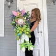 thumbnail image 1 of Easter Rabbits Decoration Wreaths 23.6in Easter Door Hangers Front Door Wall Decoration Scene Arrangement Decoration Props, 1 of 7