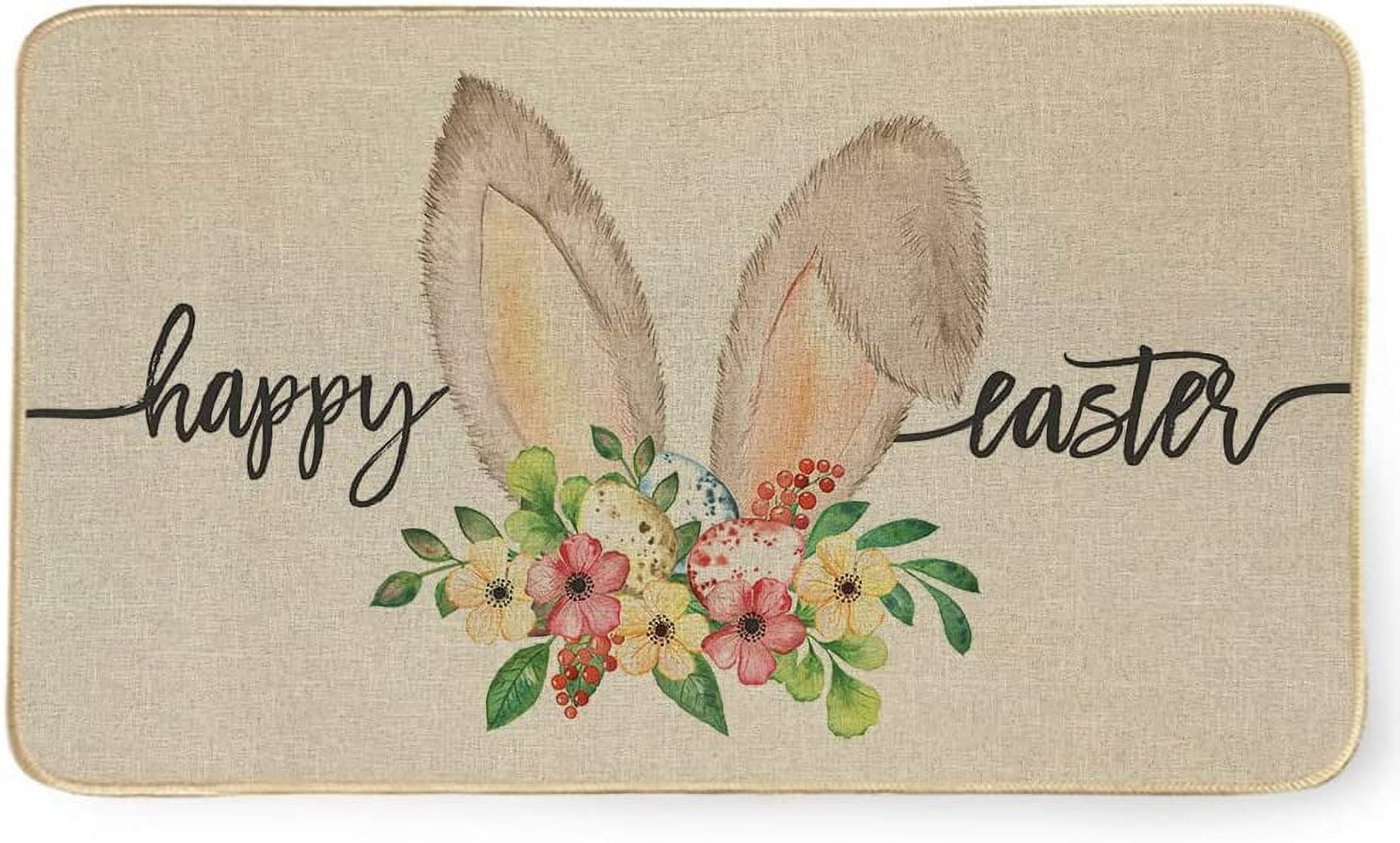 Easter Rabbits Decorative Doormat 17 x 29 Inch NonSlip and Washable