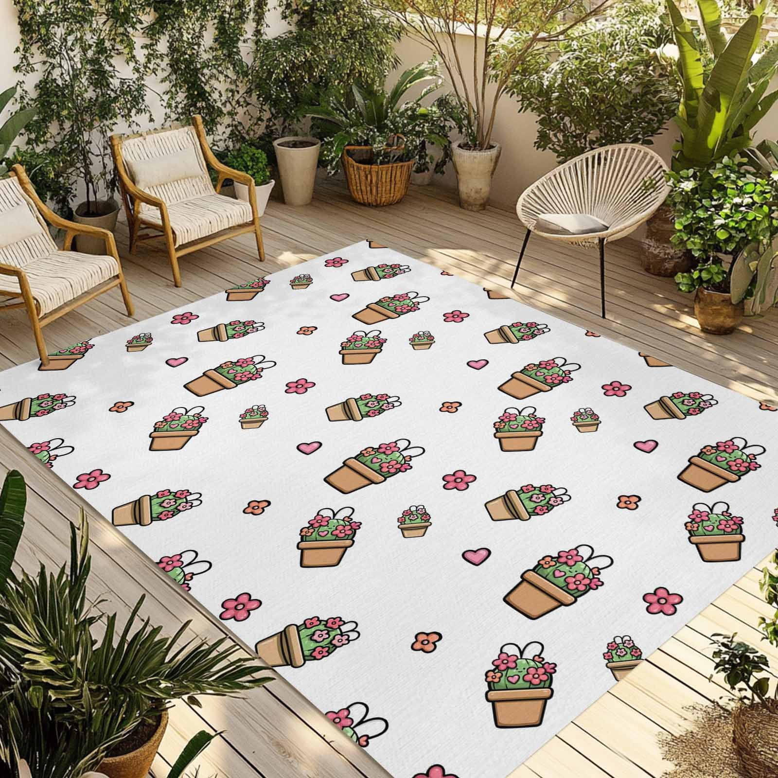 Easter Rabbits Ears Outdoor Rug for Patio/Deck/Porch, Non-Slip Large ...