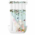 thumbnail image 1 of Easter Rabbits Foot No Hooks Shower Curtain with Snap-in Liner Spring Flowers Leaf Branches Teal Wood Shower Curtains for Bathroom, Waterproof, Easy Install, Washable 36"x72", 1 of 9