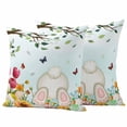 thumbnail image 1 of Easter Rabbits Foot Pillow Covers 2 Pack Spring Flowers Leaf Branches Teal Ombre Pillowcase Waterproof Outdoor Throw Pillow Cover for Patio Garden Square Cushion 26”x26”, 1 of 9