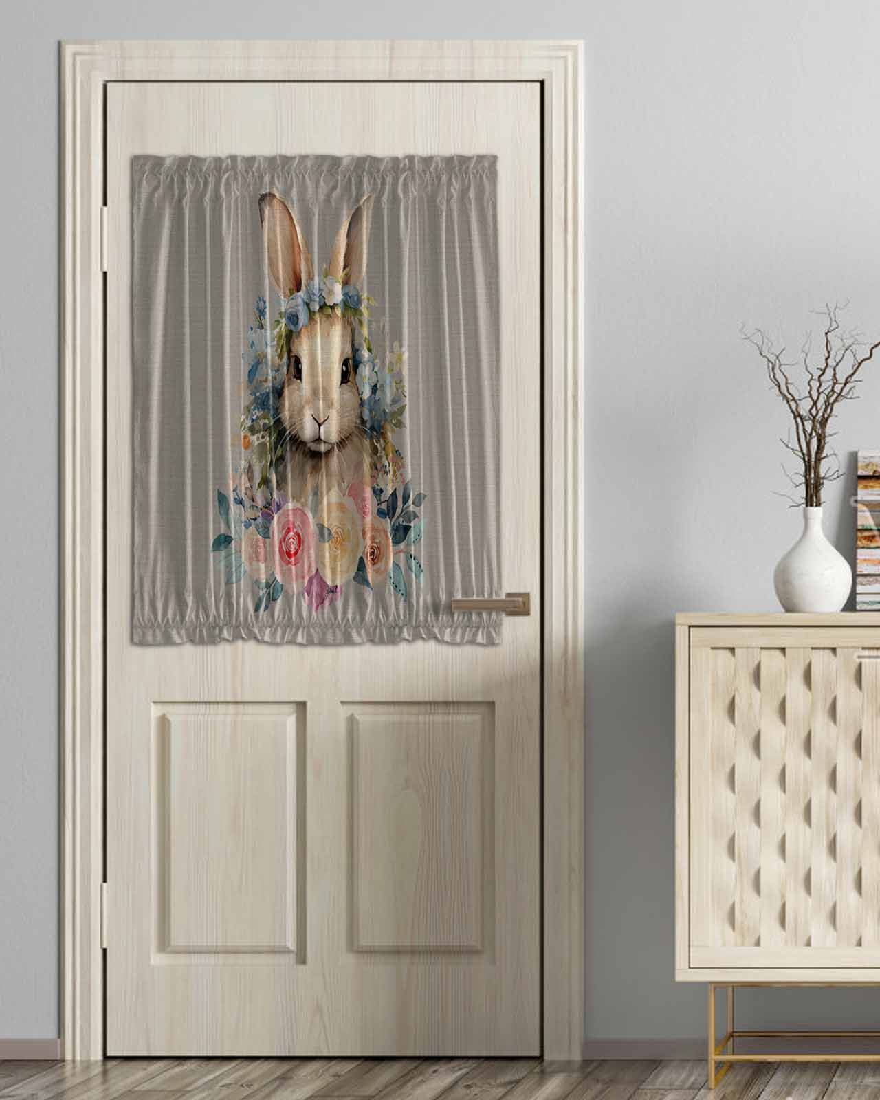 Door Frame Rabbits Easter Rabbits Gray, Blackout Door Curtains for French, Glass,Front ...