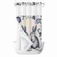 thumbnail image 1 of Easter Rabbits No Hooks Shower Curtain with Snap-in Liner Cute Blue Bunny Watercolor Boho Floral Leaf Linen Texture Shower Curtains for Bathroom, Waterproof, Easy Install, Washable 36"x78", 1 of 9
