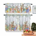 thumbnail image 2 of Easter Kitchen Curtains 3-Piece Set - Spring Bunny Chick Pattern, Rod Pocket Valance & Tier Curtains, 36 Inch 2 of 4