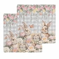 thumbnail image 1 of Easter Rabbits Kitchen Dish Towels for Drying Dishes Set of 2, Spring Floral Butterfly Animal Gray Plaid Waffle Weave Microfiber Hand Tea Bathroom Towels Quick Dry & Absorbent Towel 12x12, 1 of 7