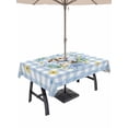 thumbnail image 1 of Easter Rabbits Outdoor Tablecloth - 54x80 Inch Rectangle Dining Table Cover, Spring Eggs Tulips Daisy Wreath Bunny Blue Plaid Waterproof Outdoor Table Cloth with Umbrella Hole & Zipper for Patio, 1 of 7