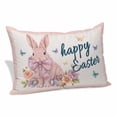 thumbnail image 1 of Easter Rabbits Pillow Covers Queen, Spring Floral Cute Bunny Butterflies Pink Soft Brushed Microfiber Breathable Throw Pillow Covers, Decorative Pillowcase with Zipper for Couch Sofa Bedroom 20"x30", 1 of 9