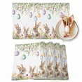 thumbnail image 1 of Easter Rabbits Placemats Set of 1, Vintage Falling Colorful Eggs Spring Floral Leaf Heat Insulated Linen Place Mats, Washable Stain-Proof Table Mats for Dining Tables Holiday Decor 13x19 Inches, 1 of 9