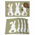 thumbnail image 1 of Easter Rabbits Placemats Set of 6, Simple Abstract White Bunny Silhouette Animals Sage Green Non-Slip Place Mats Washable Table Mats for Kitchen Dining Table Decorations Indoor/Outdoor, 1 of 9