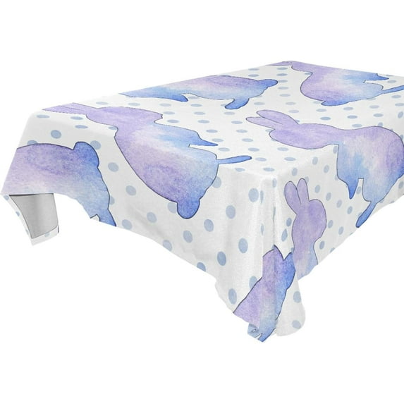 Easter Rabbits Purple Tablecloth Rectangle Colorful Table Cloth Large Square Table Cover for Dining Kitchen Party 54"x72" Decor Gift