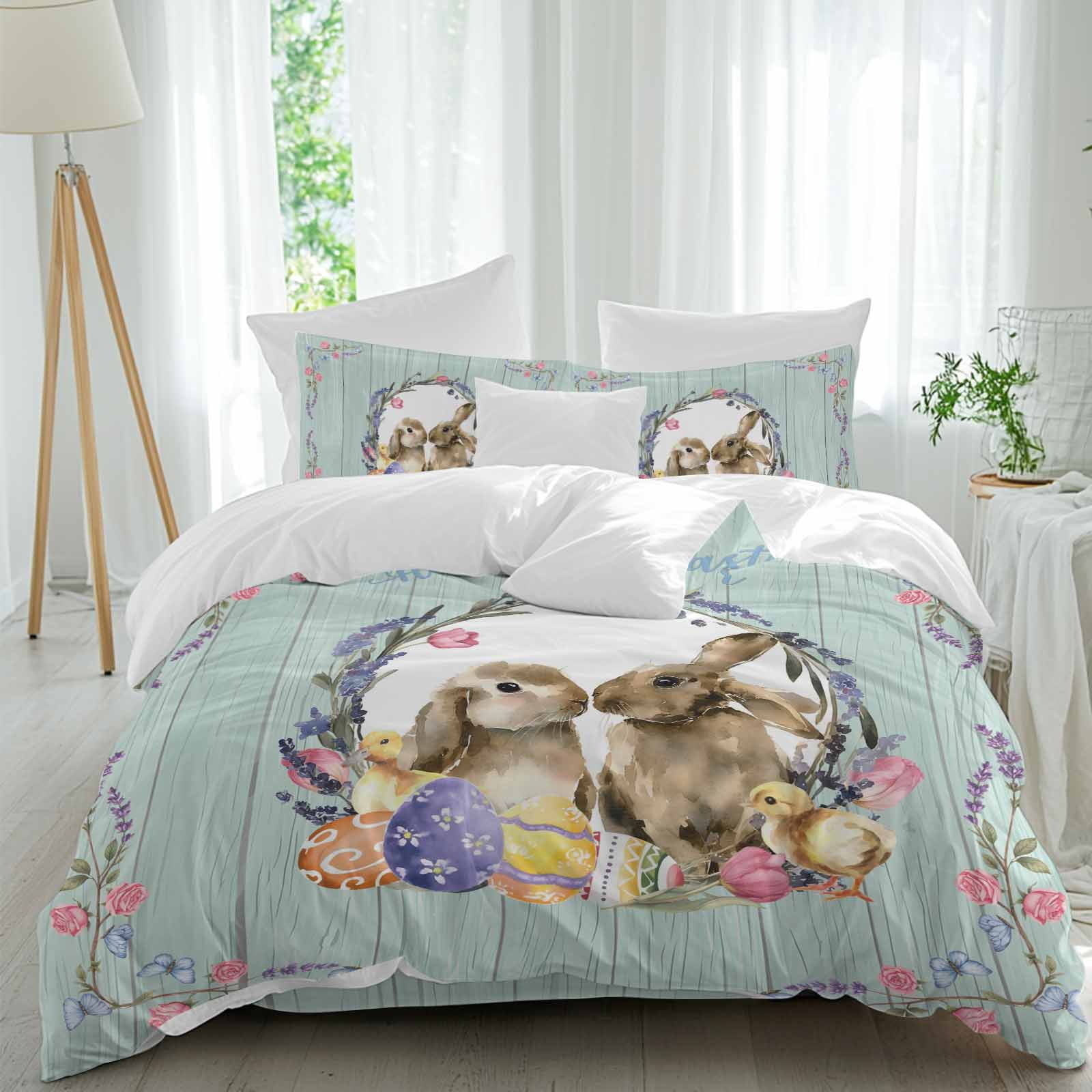 Easter Rabbits Queen Size 4 piece Duvet Cover Set,3 Comfort Bedding Set ...