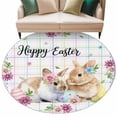 thumbnail image 1 of Easter Rabbits Round Area Rugs Collection 7', Cute Bunny Faisy Leaf Eggs Spring Colorful Plaid Non Slip Indoor Circular Throw Runner Rug Floor Mat Carpet for Living Room Dining Table Bedroom Nursery, 1 of 9