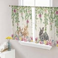 thumbnail image 1 of Easter Rabbits Sheer Curtains 45 Inch Length 2 Panels for Living Room, Cute Bunny Eggs Flowers Botanical Spring Beige Voile Kitchen Curtain Set, Luxury Privacy Drapes Window Treatment for Bedroom, 1 of 7