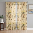 thumbnail image 1 of Easter Rabbits Sheer Curtains 84 Inch Length 2 Panels Set Window Treatments, Spring Yellow Flowers Country Plants Yellow Rod Pocket Semi Curtains for Living Room/Bedroom/Kitchen Décor, 104"W x 84"L, 1 of 7