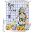 thumbnail image 1 of Easter Rabbits Shower Curtain, Waterproof Shower Curtains for Bathroom, Watercolor Eggs Flowers Butterflies Purple Plaid Washable Fabric Bathtub Curtain Set Bath Decor with 12 Hooks Stall 36"x72", 1 of 8
