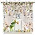 thumbnail image 1 of Easter Rabbits Swag Valance Curtains Vintage Falling Eggs Spring Colorful Floral Leaf Linen Texture Rod Pocket Swag Curtains Small Window Treatments for Kitchen Bedroom 28" W x 36" L, 2 Panels, 1 of 9