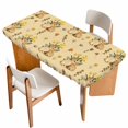 thumbnail image 1 of Easter Rabbits Table Cloths for 3 Foot Rectangle Tables, Spring Yellow Flowers Country Plants Yellow Patio Waterproof Elastic Fitted Tablecloths, Washable Rectangular Table Cover for Camping, 1 of 8