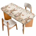 thumbnail image 1 of Easter Rabbits Table Cloths for 4 Foot Rectangle Tables, Spring Flowers Butterfly Bunny Plants Beige Patio Waterproof Elastic Fitted Tablecloths, Washable Rectangular Table Cover for Camping, 1 of 8