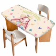 thumbnail image 1 of Easter Rabbits Table Cloths for 5 Foot Rectangle Tables, Cute Bunny Eggs Butterflies Floral Leaf Beige Patio Waterproof Elastic Fitted Tablecloths, Washable Rectangular Table Cover for Camping, 1 of 8
