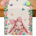 thumbnail image 1 of Easter Rabbits Table Runner 72 Inches Long for Kitchen Dining, Spring Floral Eggs Butterflies Bunny Leaf Beige Dresser Scarf Farmhouse, Dining Table Decorations for Wedding/Parties, 18 x 72 In, 1 of 8
