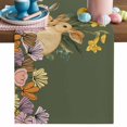thumbnail image 1 of Easter Rabbits Table Runner, Spring Floral Leaf Bunny Dark Green Background Cotton Linen Kitchen Table Decoration Washable Dining Tabletop Runners for Home Party Decor 13x72 Inches, 1 of 9