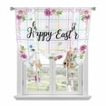 thumbnail image 1 of Easter Rabbits Tie Up Curtains 45 Inches Long, Kitchen Window Curtains Over Sink, Cute Bunny Faisy Leaf Eggs Spring Colorful Plaid Small Window Curtains Balloon Curtains Valances for Bedroom 34"x45", 1 of 8