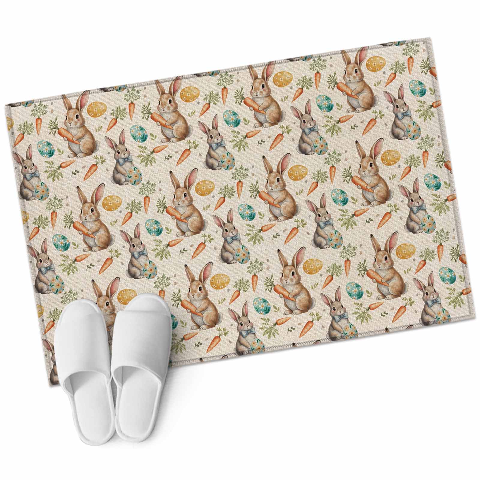 Easter Rabbits Washable Area Rug 2 x 3 ft Watercolor Spring Eggs ...