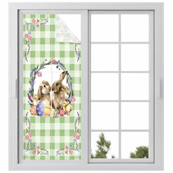 Easter Rabbits Window Privacy Film, Chicken Pink Purple Yellow Egg ...