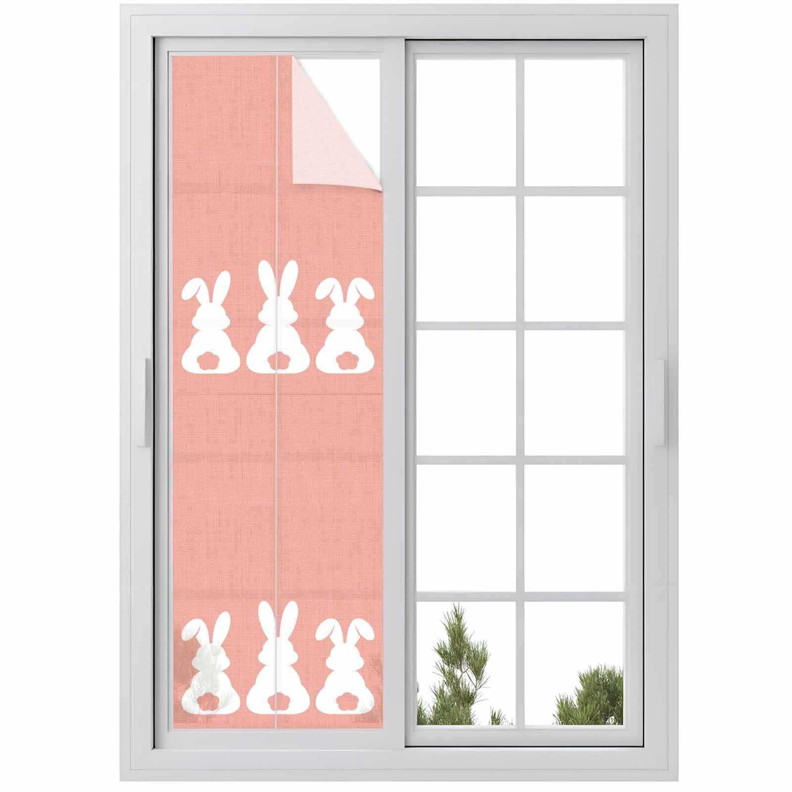 Window Ledge For Rabbits Easter Rabbits Window Privacy Film, Simple Abstract White Bunny ...