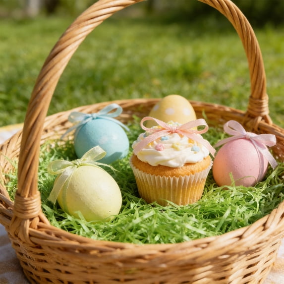 Easter Raffia Grass - 10g Natural Shredded Filler for Egg Decorations, Gift Wrapping & Basket Stuffing (Light Green)